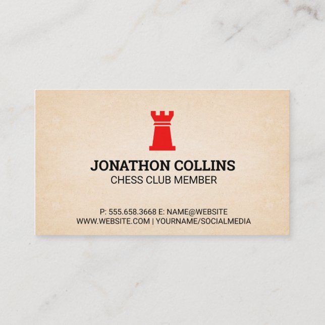 Carte De Visite Logo Rook | Club d'échecs (Dos)