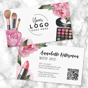 Carte De Visite Logo rose Artiste maquillage de beauté