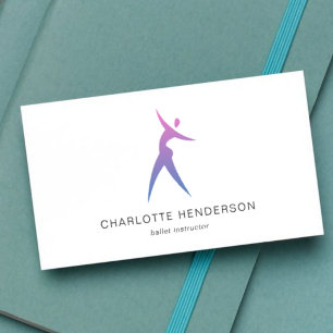Carte De Visite Logo rose bleu Silhouette Dance School Academy