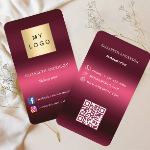 Carte De Visite Logo rose bourgogne Code Qr médias sociaux