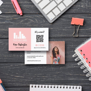 Carte De Visite Logo rose millénaire QR Code Photo Médias sociaux