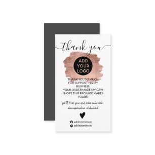 Carte De Visite logo rose or brosse commander merci