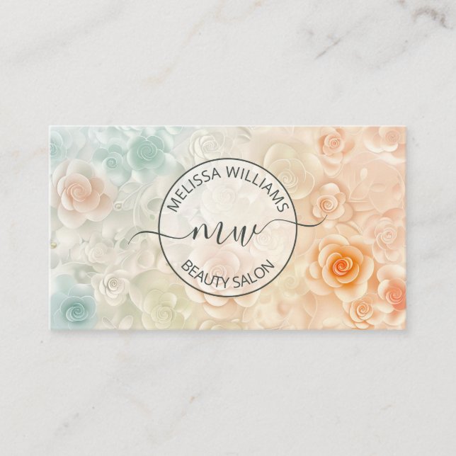 Carte De Visite Logo Rose Pastel 3D (Devant)