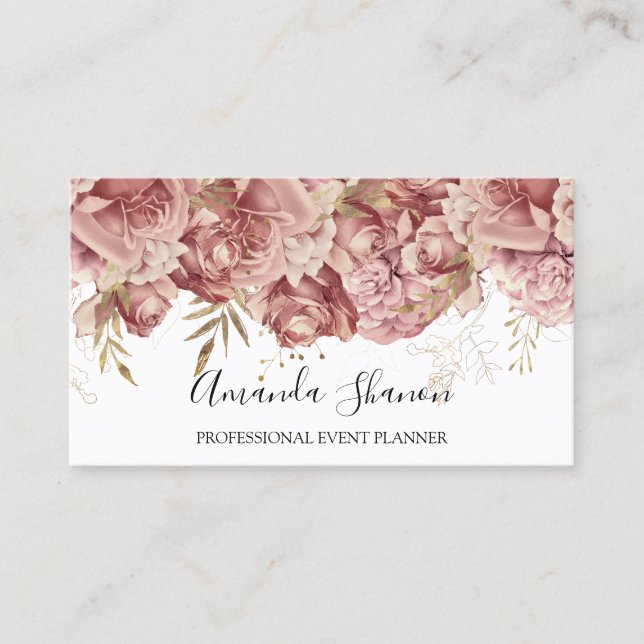 Carte De Visite Logo rose Rose White Event Planner QR CODE (Devant)