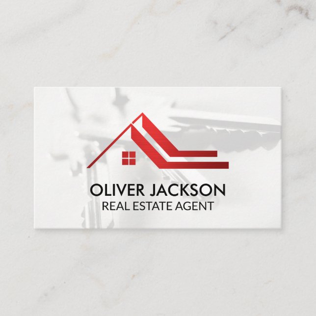 Carte De Visite Logo rouge sur le toit | Touches de la maison (Devant)