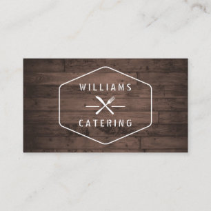 Carte De Visite Logo Rustic Crossing Fork Couteau Distressed Wood 