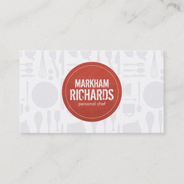 Carte De Visite Logo Rustic Red Circle pour Chef, Restauration, Bo (Devant)