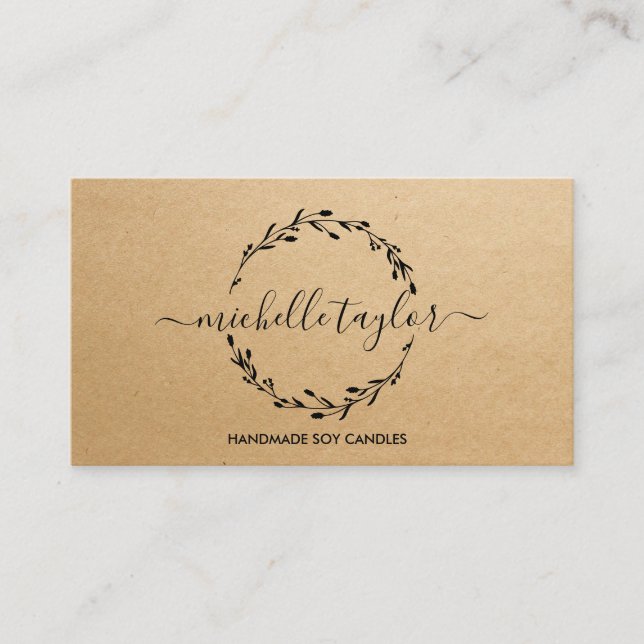 Carte De Visite Logo Rustique Classique Lavender Wreath Logo Kraft (Devant)