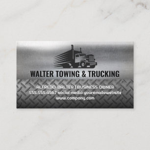 Carte De Visite Logo Semi Truck Moving   Acier industriel métalliq