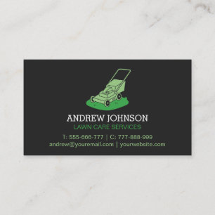 Carte De Visite Logo silhouette tondeuse à gazon Services de tonte