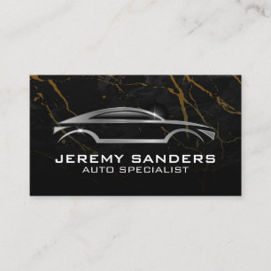 Carte De Visite Logo Silver Auto   Arrière - plan en marbre noir