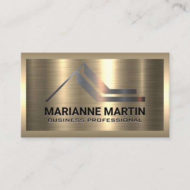 Carte De Visite Logo Silver Real Estate | Métallique d'or (Devant)