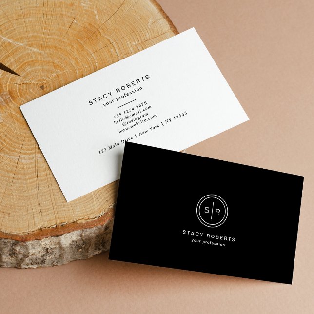 Carte De Visite Logo simple 2 premier cercle monogramme (Créateur téléchargé)