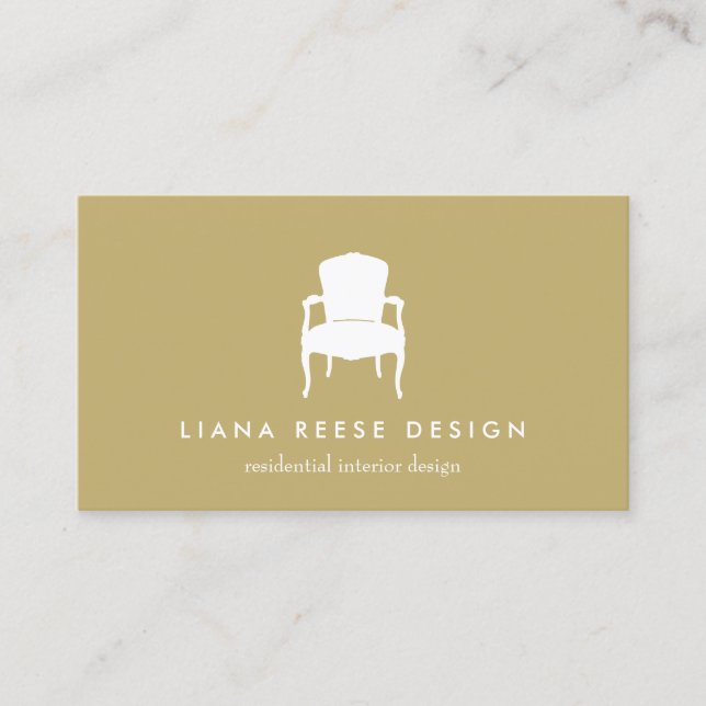 Carte De Visite Logo simple décorateur blanc fauteuil français (Devant)