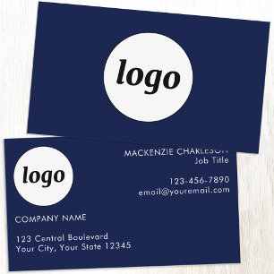 Carte De Visite Logo simple et texte bleu marine