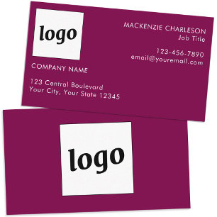 Carte De Visite Logo simple et texte cerisier foncé Magenta rose
