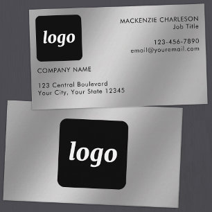 Carte De Visite Logo simple et texte effet argent