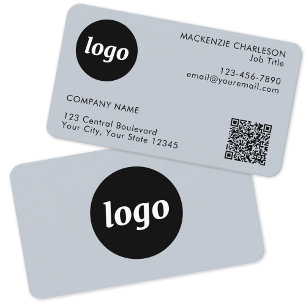 Carte De Visite Logo simple et texte QR Code Poudre bleu