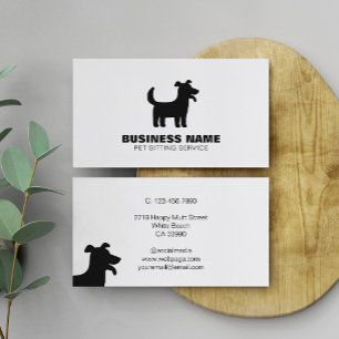 Carte De Visite Logo simple Happy Chien Silhouette Service pour an