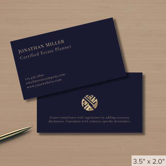 Carte De Visite Logo simple Marine Blue Gold (Créateur téléchargé)