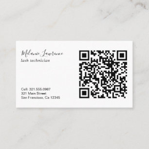 Carte De Visite Logo simple moderne noir et blanc Code QR