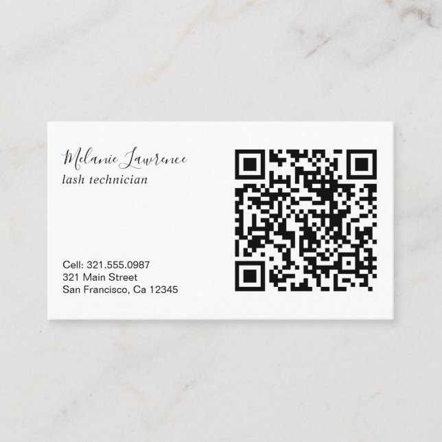Carte De Visite Logo simple moderne noir et blanc Code QR (Devant)