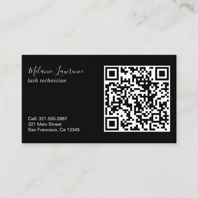 Carte De Visite Logo simple moderne QR Code noir (Devant)