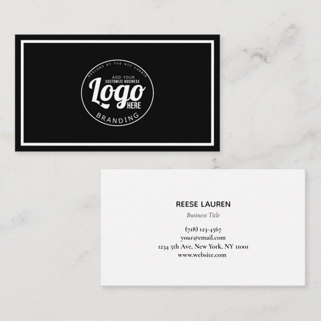 Carte De Visite Logo Simple Noir Et Blanc (Devant / Derrière)