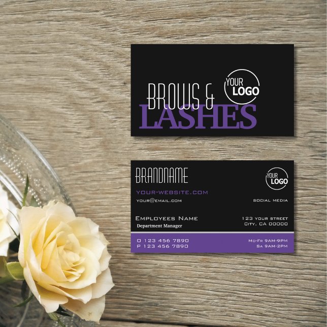 Carte De Visite Logo simple noir et violet élégant professionnel (Créateur téléchargé)