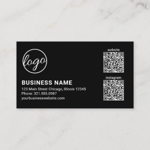 Carte De Visite Logo simple Noir Moderne QR Code