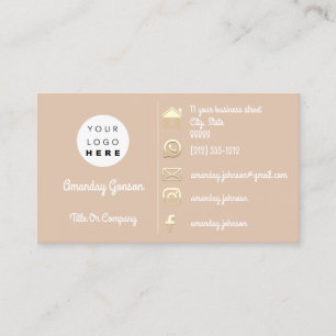 Carte De Visite Logo Social Media Gold QR Code Adresse Rose Gold