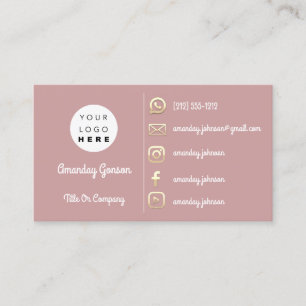 Carte De Visite Logo Social Media Gold QR Code Gold Blush