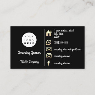 Carte De Visite Logo Social Media Gold QR Code Or Black
