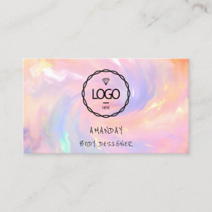 Carte De Visite Logo Social Media QR Code or Holographe rose