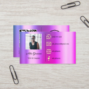 Carte De Visite Logo Social Media QR Code Photo Pink Gold