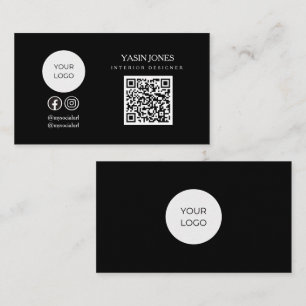 Carte De Visite Logo Social Minimaliste Noir pour Entreprise
