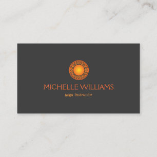 Carte De Visite LOGO SOLEIL ORANGE MODERNE sur GRIS FONCÉ