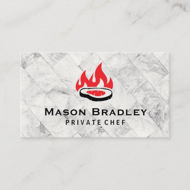 Carte De Visite Logo Steak and Fire | Arrière - plan de carreaux d (Devant)