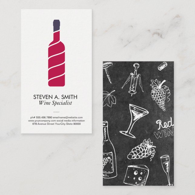 Carte De Visite Logo stylé de bouteilles de vin (Devant / Derrière)