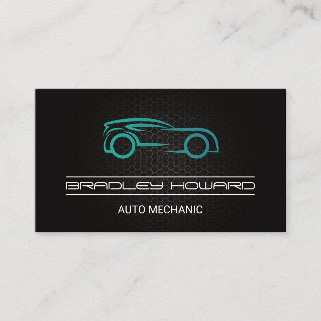 Carte De Visite Logo Stylisé Motif en fibre de carbone | Logo auto (Devant)