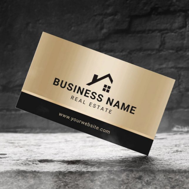 Carte De Visite Logo sur mesure immobilier Realtor Or moderne (Créateur téléchargé)