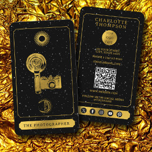 Carte De Visite Logo Tarot céleste Photographe en or noir