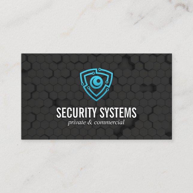 Carte De Visite Logo Tech Cyber Shield | Arrière - plan géométriqu (Devant)