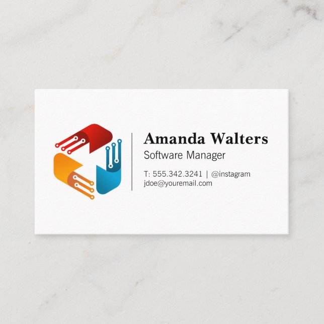 Carte De Visite Logo technique | Matériel logiciel | Ingénieur (Devant)