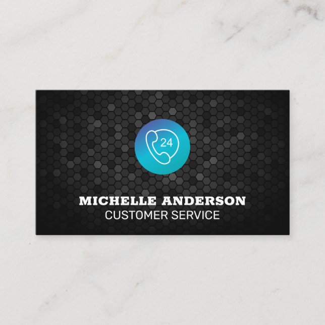 Carte De Visite Logo téléphonique 24 H du service à la clientèle (Devant)