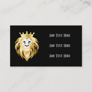 Carte De Visite Logo tendance Black and Faux Gold Lion Head