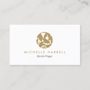 Carte De Visite Logo tropical de feuille d'or