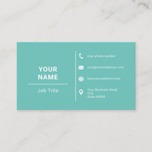 Carte De Visite Logo Turquoise Léger Et Blanc Minimaliste