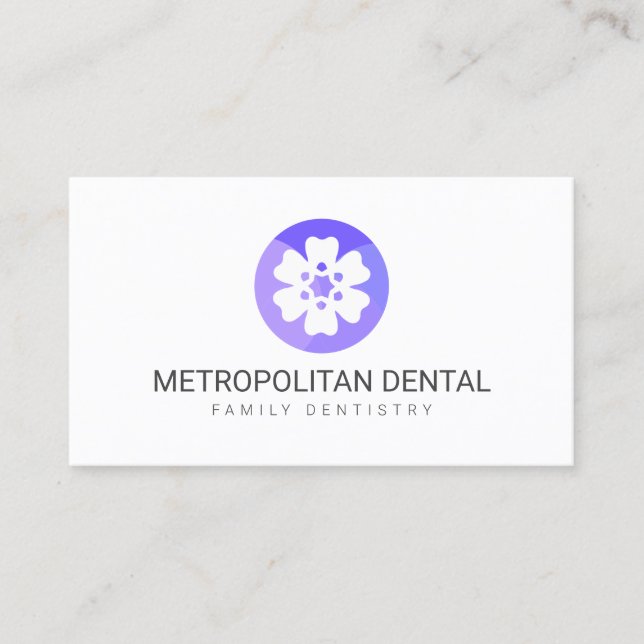 Carte De Visite Logo unique Dentist Purple Tooth Flower (Devant)