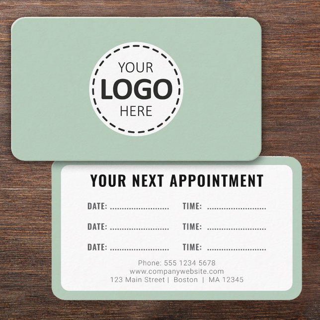 Carte De Visite Logo Upload Modern Simple Appointment Olive Green (Créateur téléchargé)